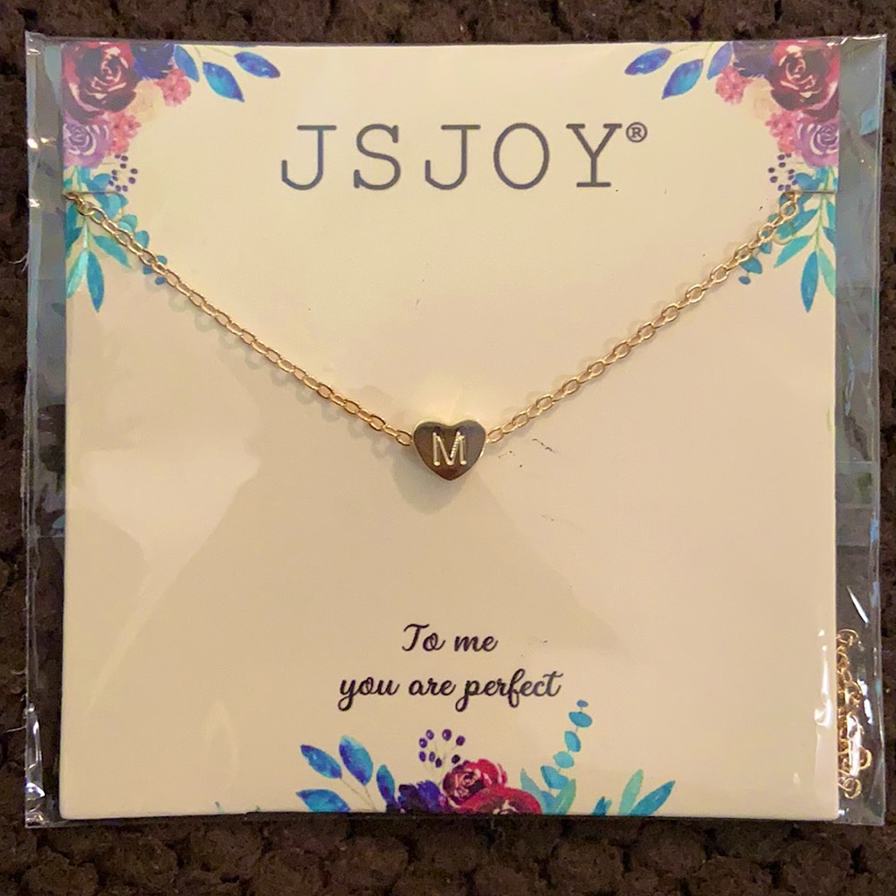 Dainty heart M initial necklace